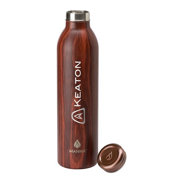 aerial view a brown manna(tm) 20 oz retro stainless steel water bottle, image 3 of 5