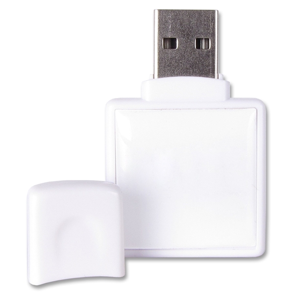 aerial view a white dover square usb flash drive, image 2 of 2