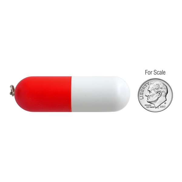 aerial view a red vail usb flash drive pill capsule, image 3 of 3