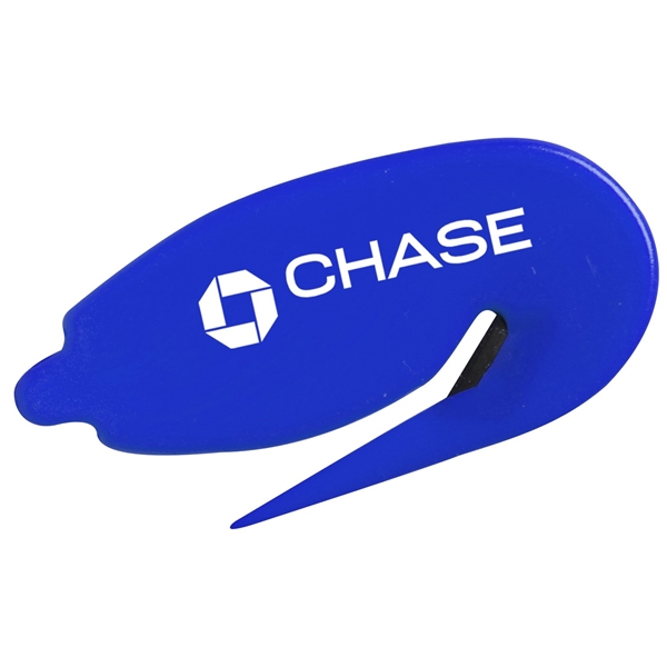 aerial view a blue plastic letter opener staple remover, image 2 of 2