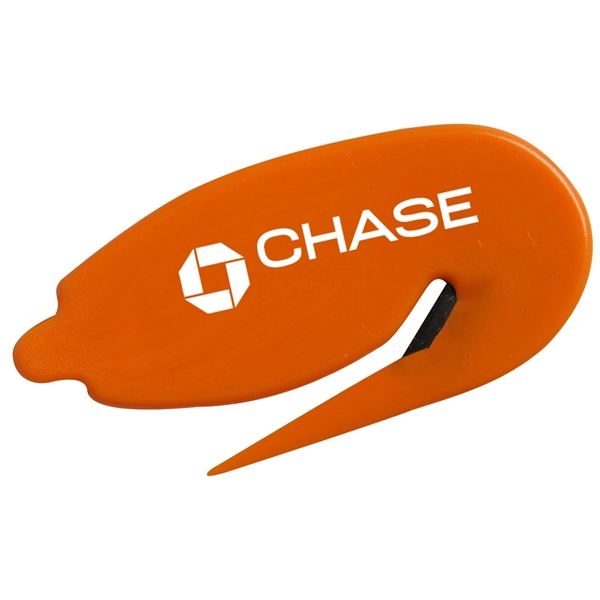 aerial view a orange plastic letter opener staple remover, image 2 of 2