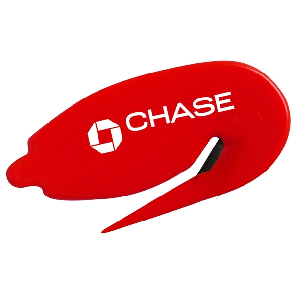 aerial view a red plastic letter opener staple remover, image 2 of 2