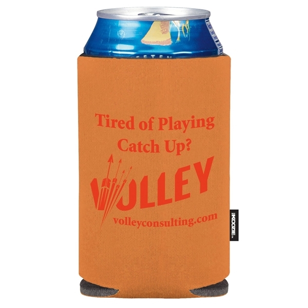 aerial view a burnt orange koozie(r) collapsible can cooler, image 3 of 4