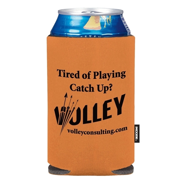 aerial view a burnt orange koozie(r) collapsible can cooler, image 4 of 4
