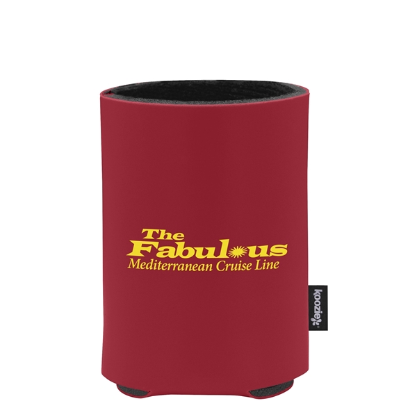 aerial view a maroon custom promotional deluxe collapsible koozie cup holder, image 2 of 4