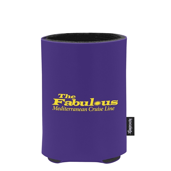 aerial view a purple custom promotional deluxe collapsible koozie cup holder, image 2 of 4