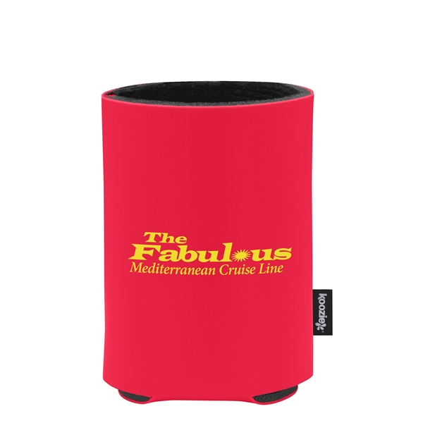 aerial view a red custom promotional deluxe collapsible koozie cup holder, image 2 of 4