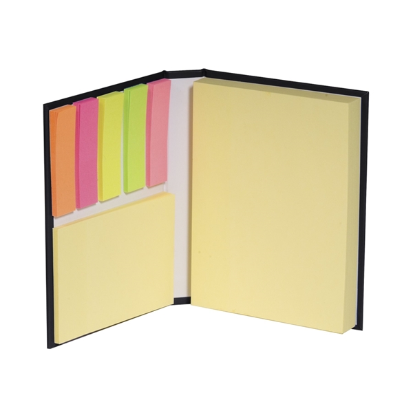 aerial view a black 3 size sticky notes book, image 3 of 3