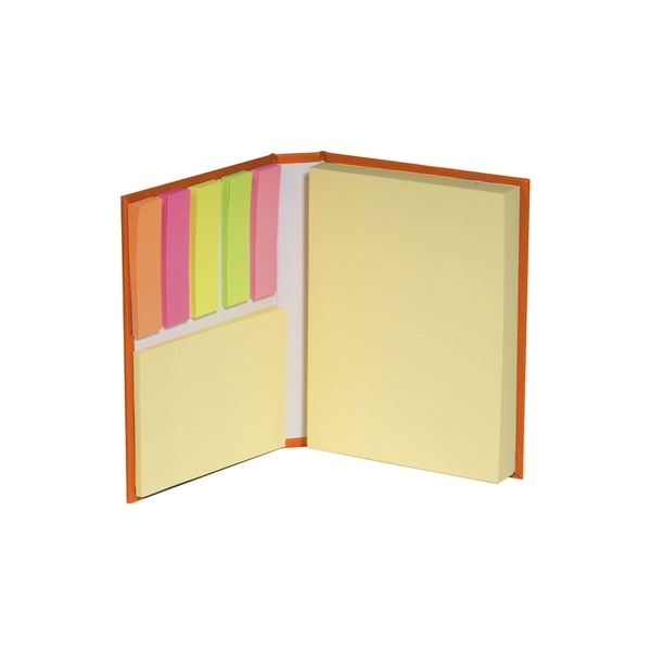 aerial view a orange 3 size sticky notes book, image 3 of 3