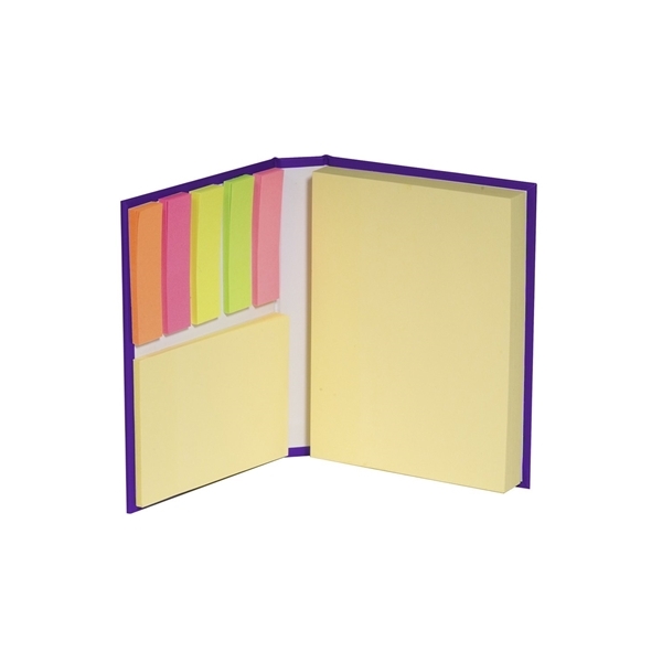 aerial view a purple 3 size sticky notes book, image 3 of 3