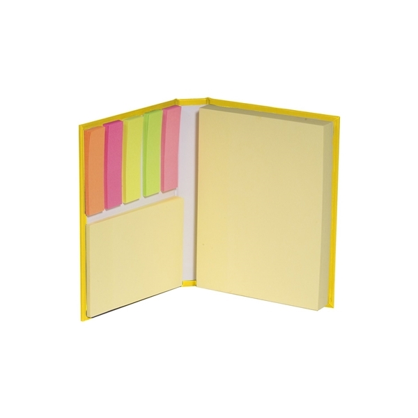 aerial view a yellow 3 size sticky notes book, image 3 of 3