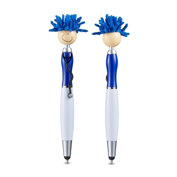 aerial view a reflex blue moptoppers screen cleaner with stethoscope stylus pen, image 2 of 3