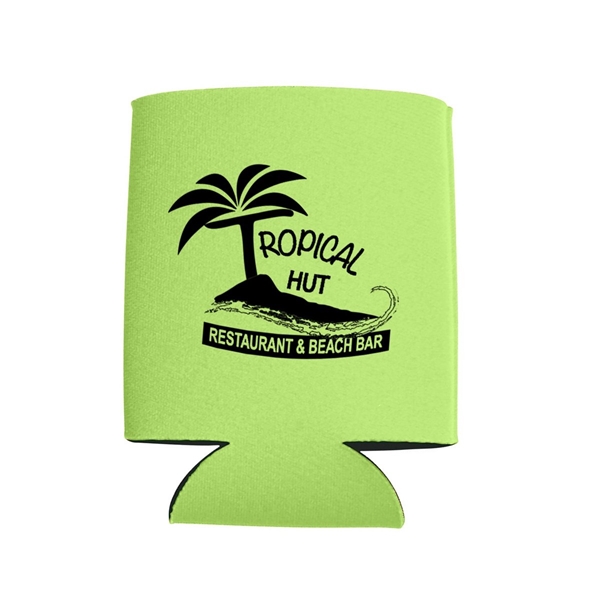 aerial view a neon green kan tastic foam pocket can holder, image 2 of 4