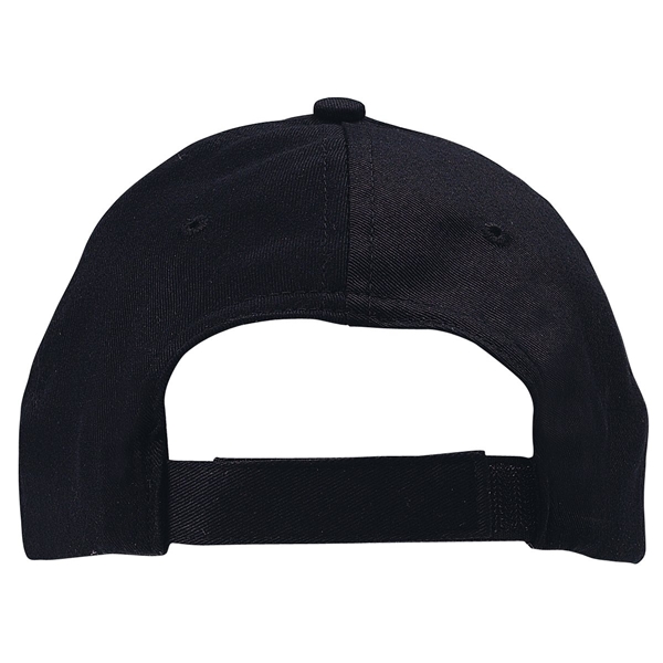 aerial view a black 100 cotton twill 6 panel price buster cap, image 3 of 3