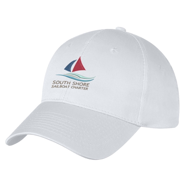 aerial view a white 100 cotton twill 6 panel price buster cap, image 2 of 2