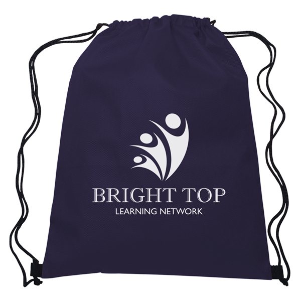 aerial view a navy with contrasting black trim at bottom corners drawstring sportpack, image 2 of 3