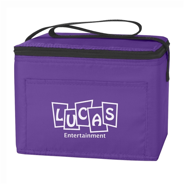 aerial view a purple polyester budget cooler bag - 6 can, image 2 of 2