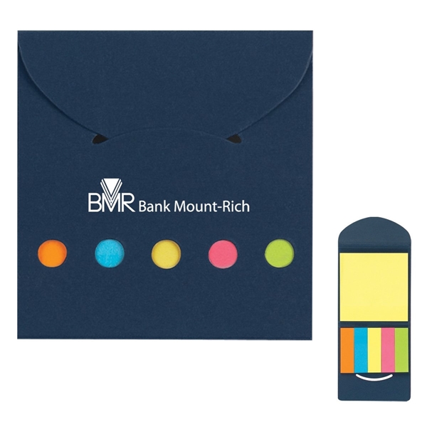 aerial view a blue pocket case flags sticky notes, image 2 of 3