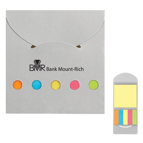 aerial view a silver pocket case flags sticky notes, image 2 of 3