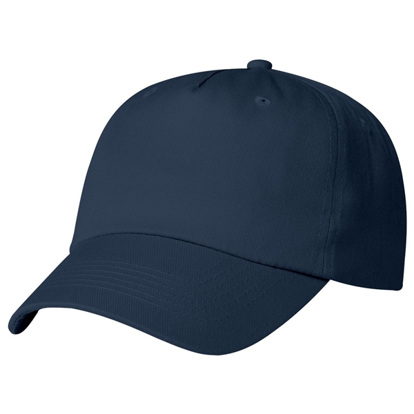aerial view a navy 5 panel polyester cap, image 2 of 4