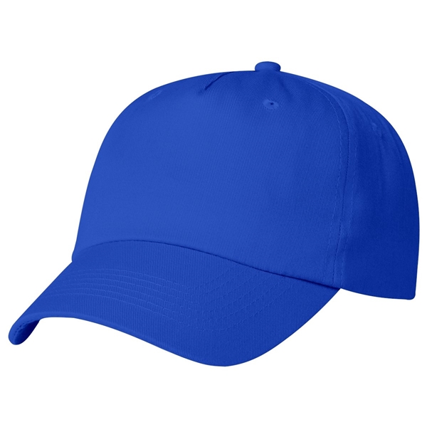 aerial view a royal blue 5 panel polyester cap, image 2 of 4