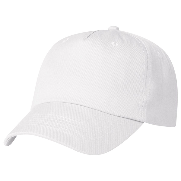 aerial view a white 5 panel polyester cap, image 2 of 4