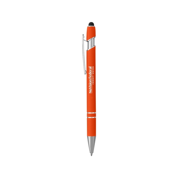 aerial view a orange pen with stylus, image 3 of 4