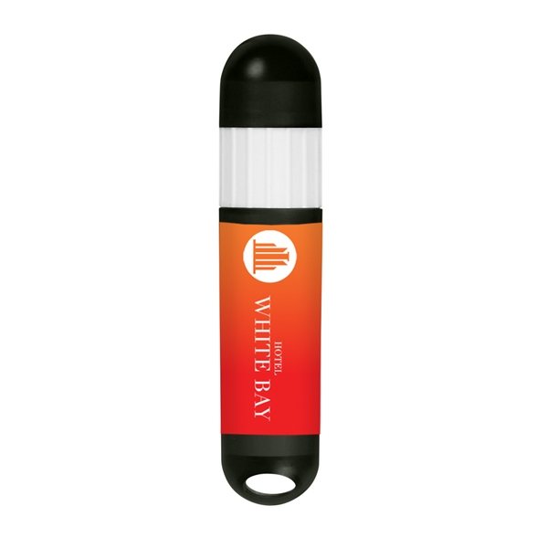 aerial view a translucent black with white trim lip balm and sunstick, image 2 of 2