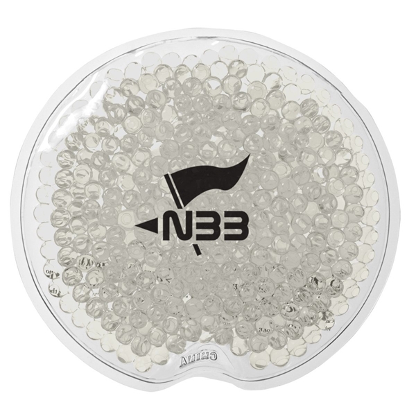 aerial view a clear reusable small round gel beads hot / cold pack, image 2 of 2