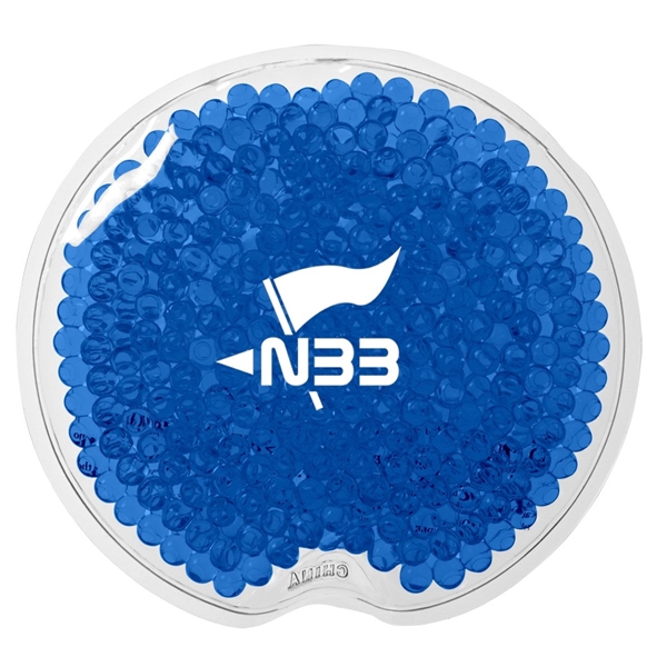 aerial view a dark blue reusable small round gel beads hot / cold pack, image 2 of 2