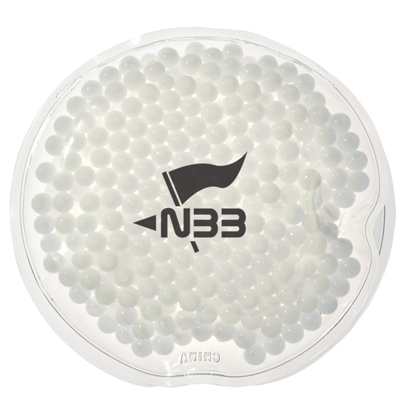 aerial view a white reusable small round gel beads hot / cold pack, image 2 of 2