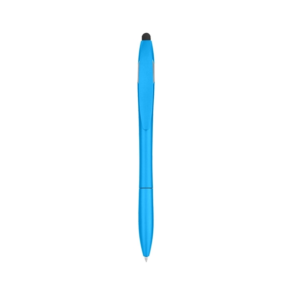 aerial view a metallic teal yoga stylus pen and phone stand, image 3 of 3