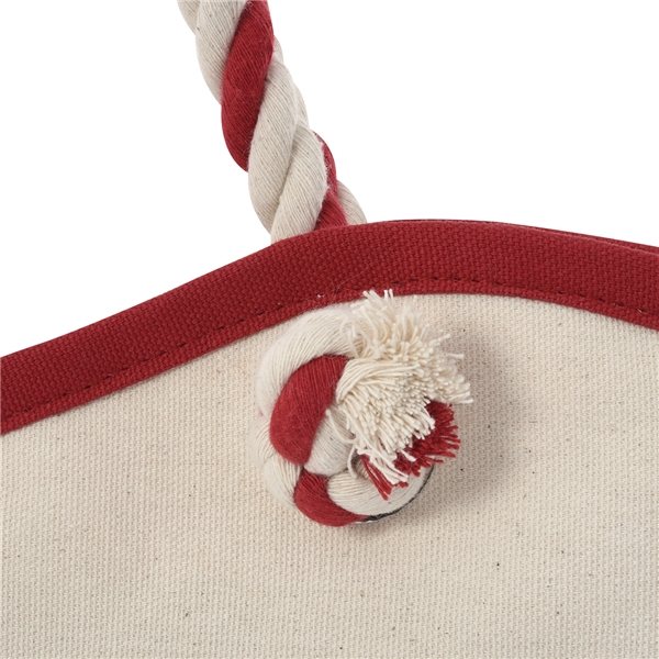 aerial view a natural with red maui 8 oz laminated cotton tote bag, image 4 of 4
