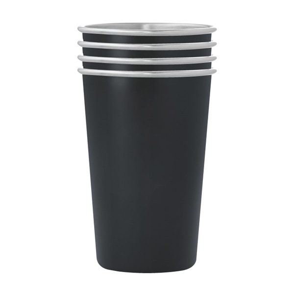 aerial view a black dubliner stainless steel pint glass cup, image 2 of 2