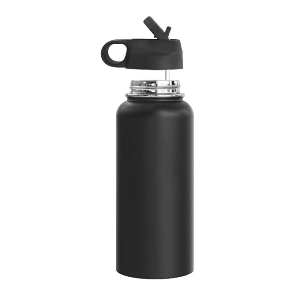 aerial view a black titan 32 oz vacuum insulated water bottle, image 2 of 3