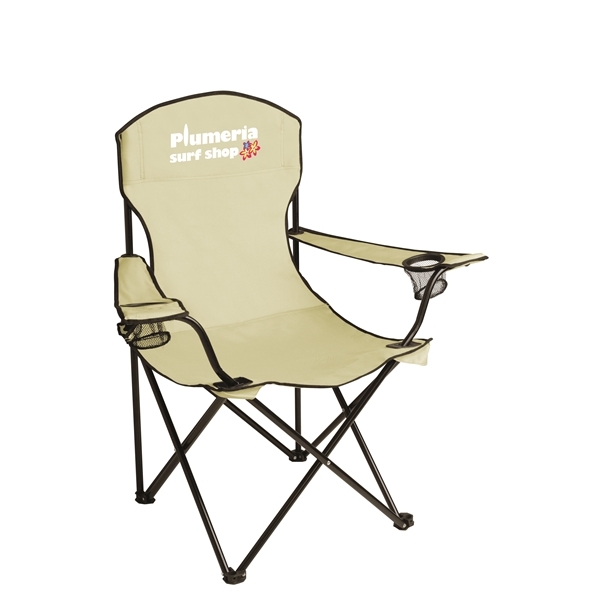 aerial view a khaki captains camping folding chair, image 2 of 4