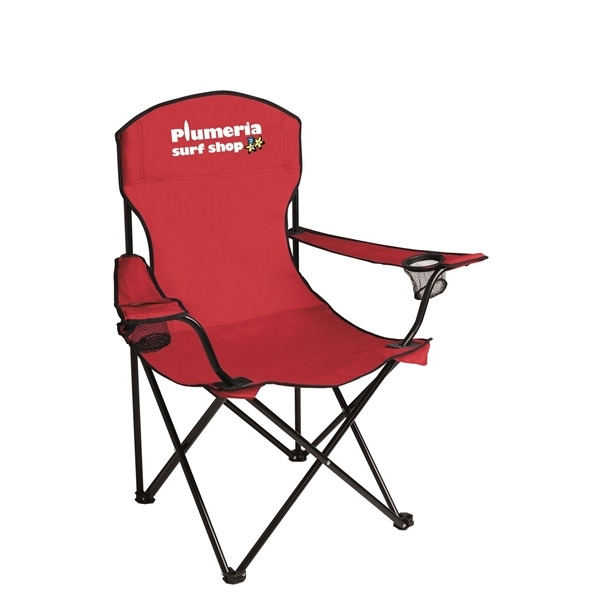 aerial view a red captains camping folding chair, image 2 of 3