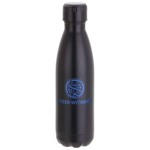 aerial view a matte black keep 17 oz vacuum insulated stainless steel bottle, image 2 of 2