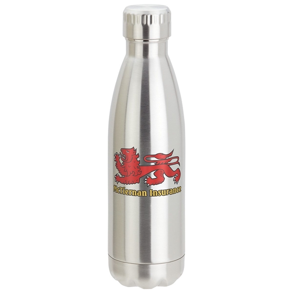 aerial view a silver keep 17 oz vacuum insulated stainless steel bottle, image 2 of 2