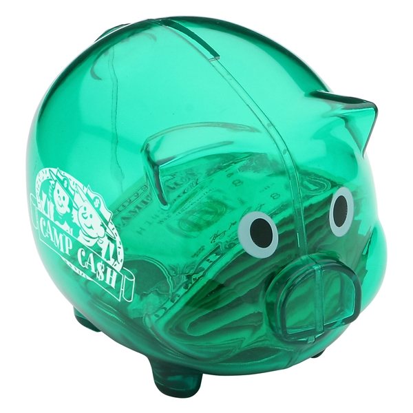 aerial view a green piggy coin bank, image 2 of 2