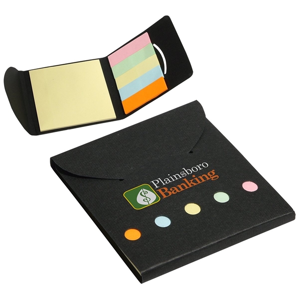 aerial view a black square deal sticky note wallet, image 2 of 2