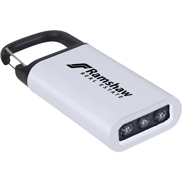 aerial view a white clip on pull - apart plastic flashlight, image 2 of 5