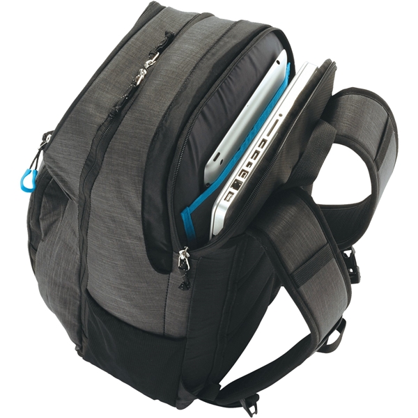 aerial view a gray thule stravan 16 laptop backpack, image 6 of 9