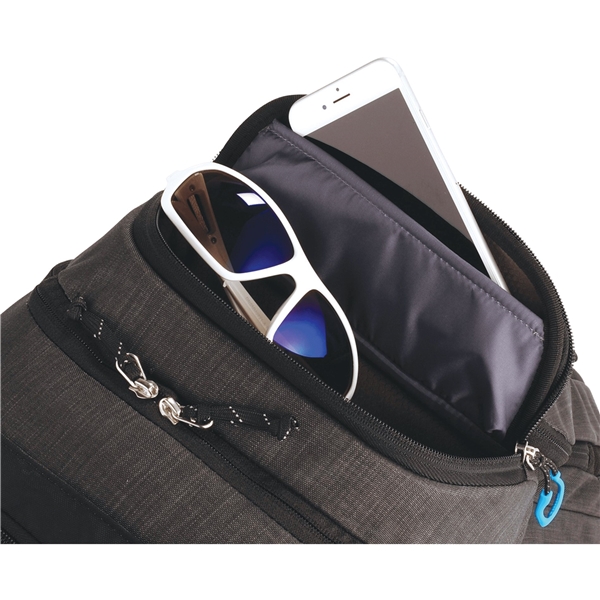 aerial view a gray thule stravan 16 laptop backpack, image 8 of 9