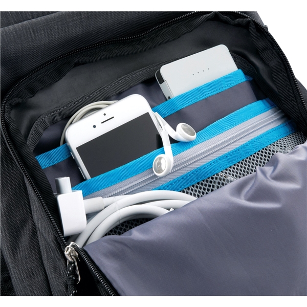 aerial view a gray thule stravan 16 laptop backpack, image 9 of 9