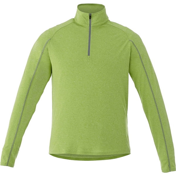 aerial view a apple heather (653) mens taza performance knit quarter zip with thumb holes, image 2 of 4