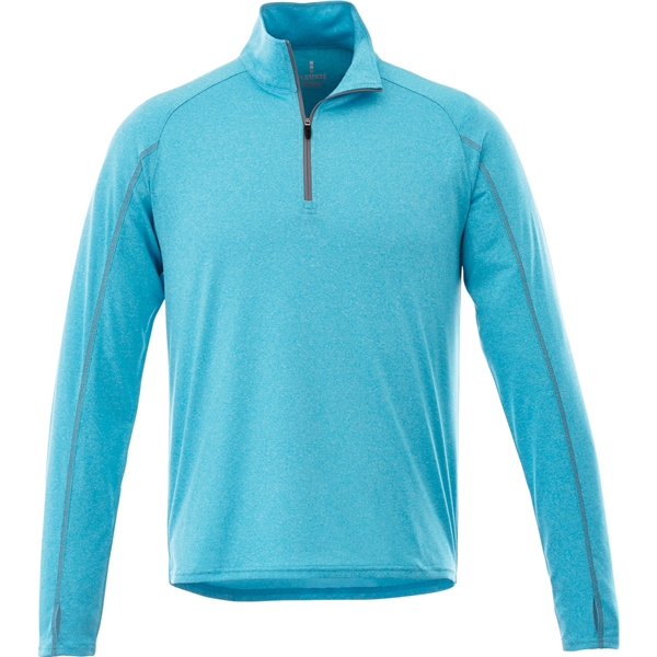 aerial view a aspen heather (430) mens taza performance knit quarter zip with thumb holes, image 2 of 3