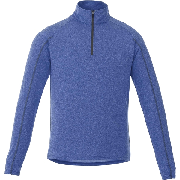 aerial view a new royal heather (561) mens taza performance knit quarter zip with thumb holes, image 2 of 6