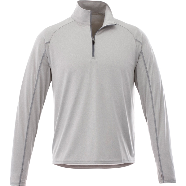 aerial view a silver heather (927) mens taza performance knit quarter zip with thumb holes, image 2 of 7