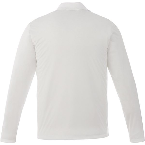 aerial view a white mens mori long sleeve performance polo, image 2 of 4